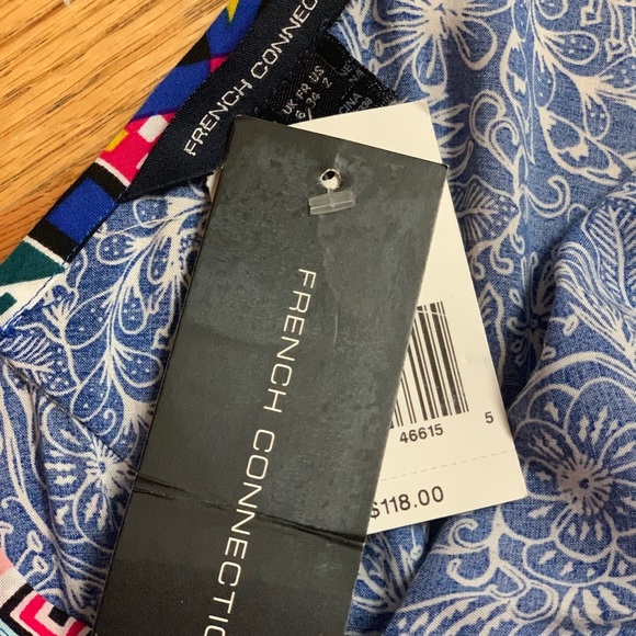 French Connection Blue Aztec Tie Waist Romper - Picture 4 of 8